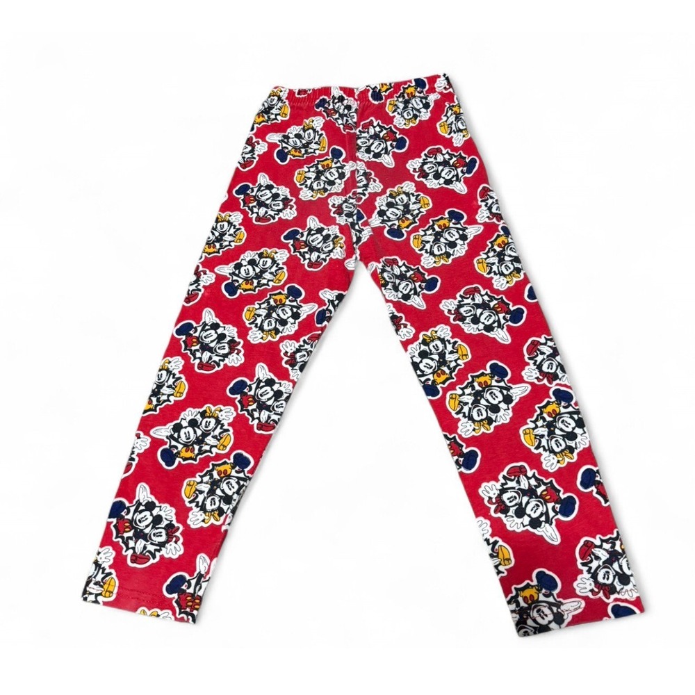 Vintage Disney Mickey & Co Kids Leggings Pants Red All Over Print 90s
